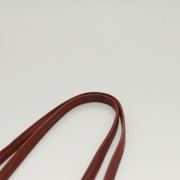 BALLY Quilted Chain Shoulder Bag Leather Brown Gold Auth...